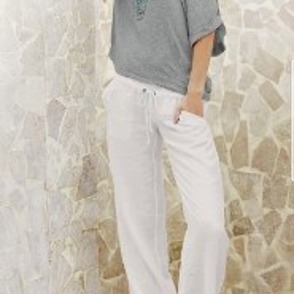 White linen pants